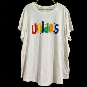 Old Navy Women’s Off White Multi Women’s Casual Shirt with “UNIDOS” Print Sz-3X